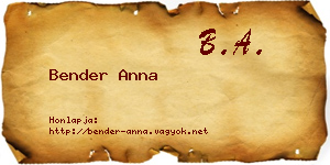 Bender Anna névjegykártya