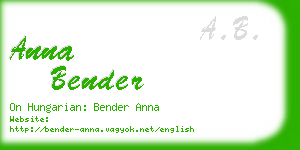 anna bender business card